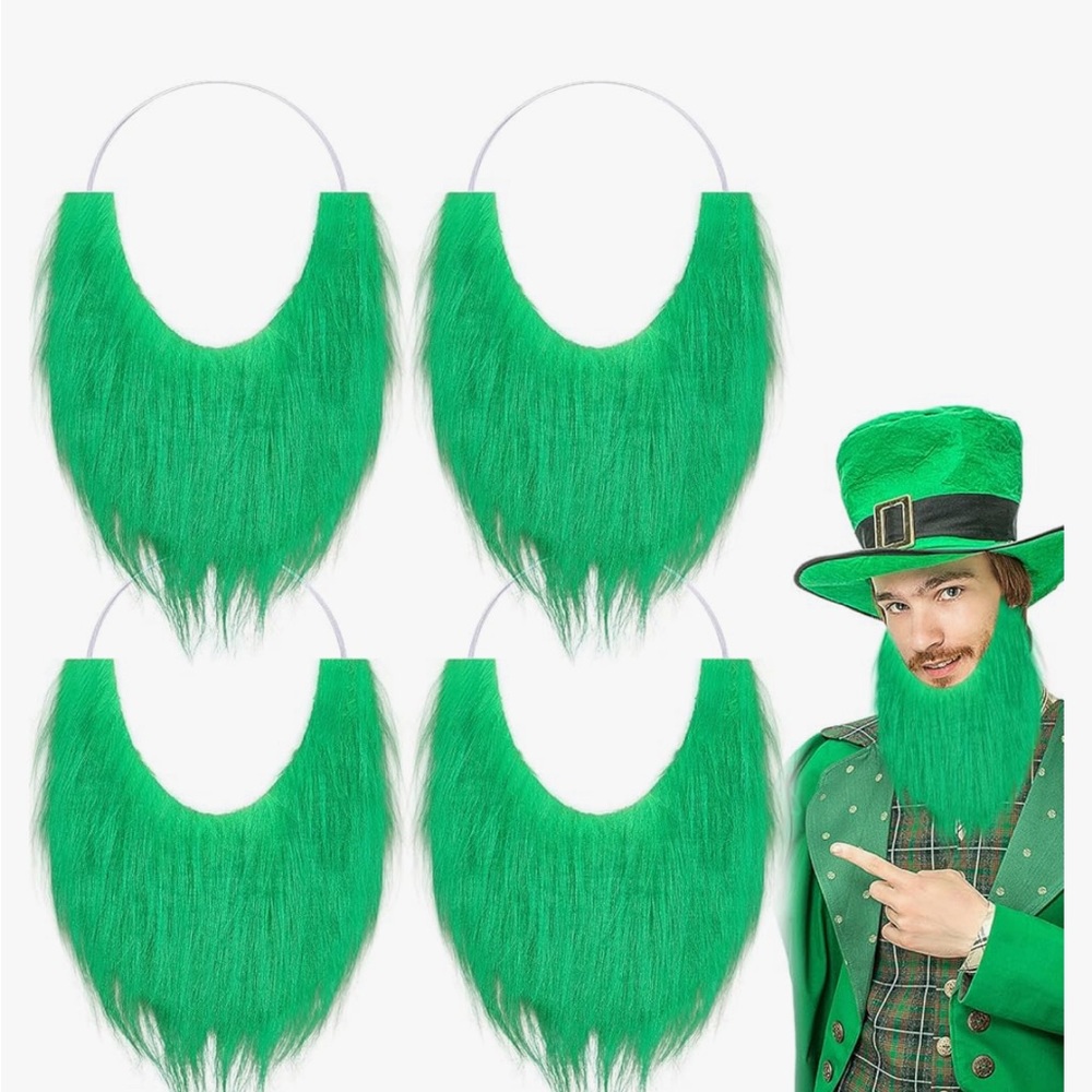 Hotop-4 Pcs St Patrick's Day Leprechaun Beard Fake Beard.